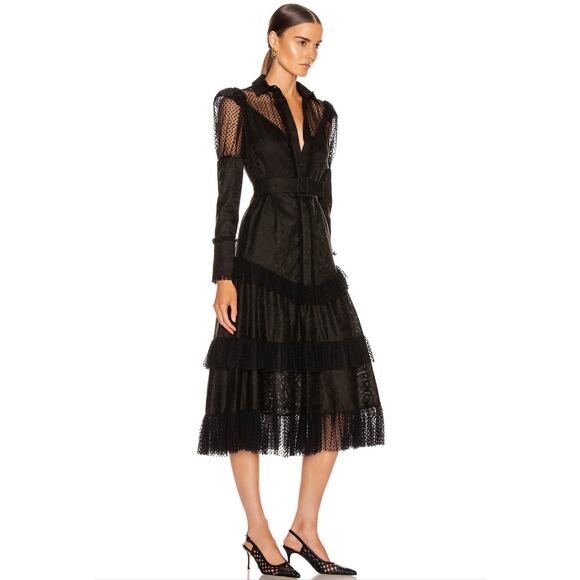 Alexis Evarra Black Sheer Lace Midi Dress XS NWT $975 - Picture 14 of 14
